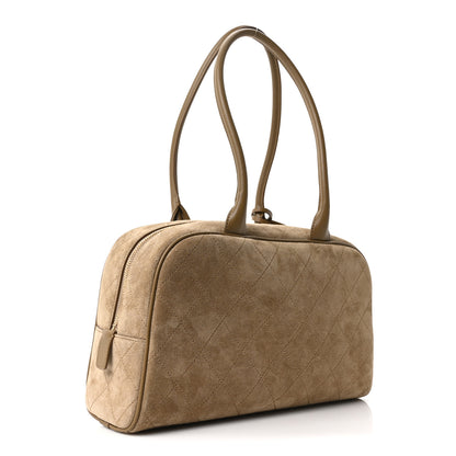 Chanel Suede Calfskin Large Perfect Bowling Bag Dark Beige 3 of 11