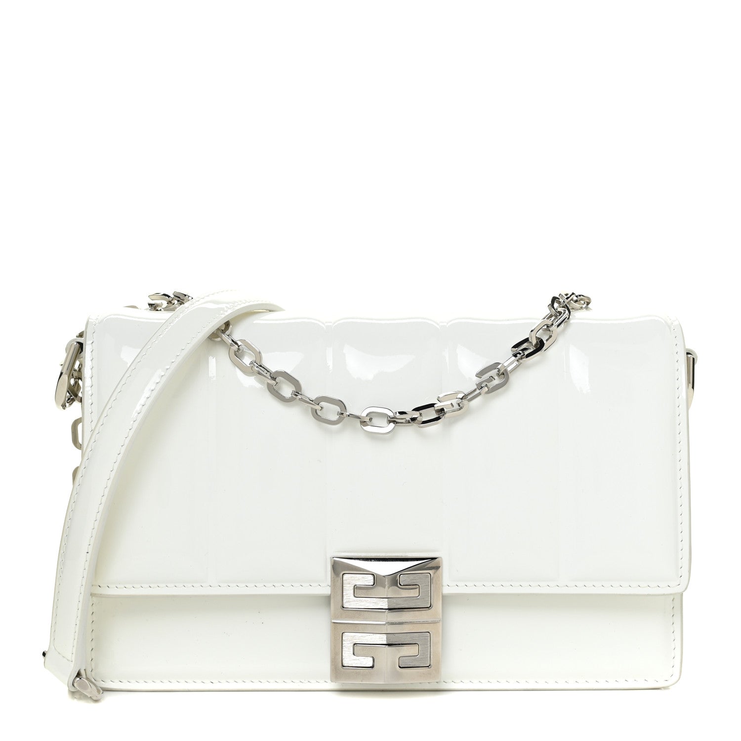 Givenchy Patent Quilted Small 4G Chain Shoulder Bag White 1 of 19