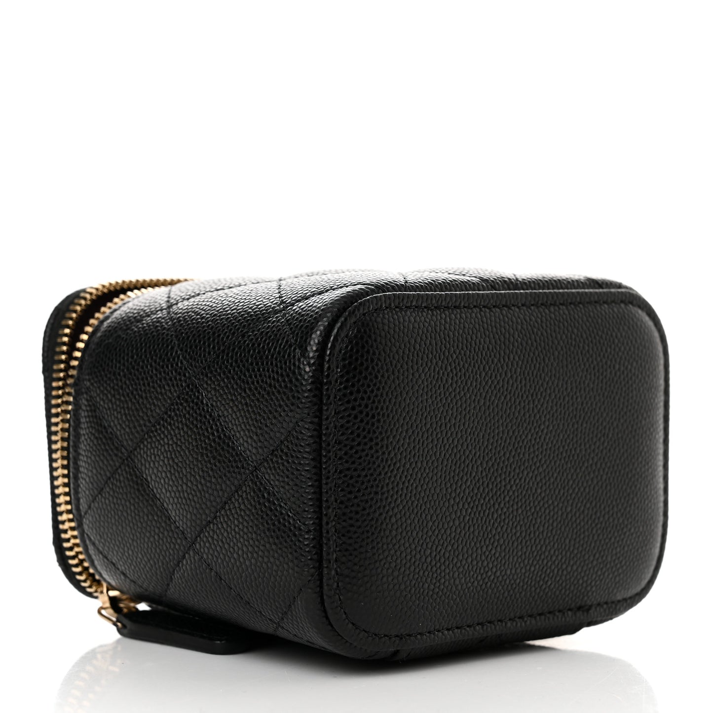 Caviar Quilted Mini Vanity Case With Chain Black