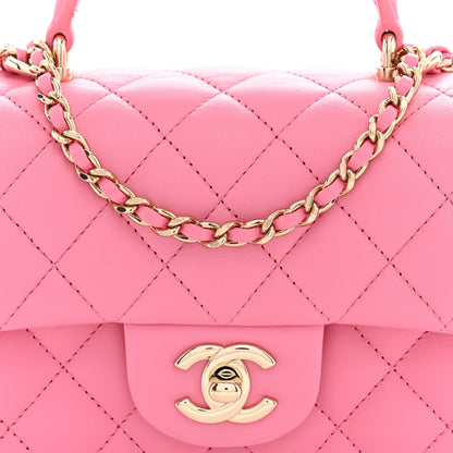 Chanel Lambskin Quilted Mini Top Handle Rectangular Flap Light Pink 8 of 12