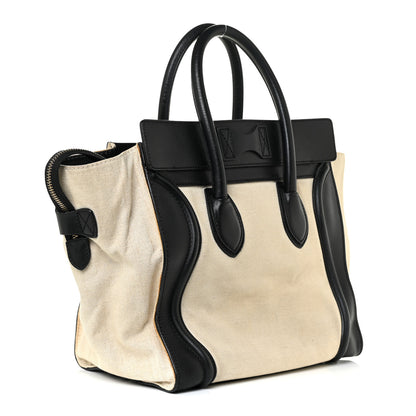 Celine Natural Canvas Smooth Calfskin Mini Luggage Cream 2 of 34