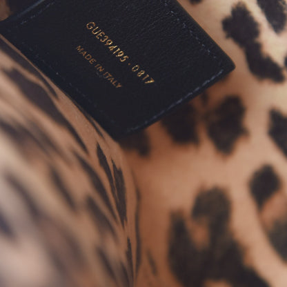 Saint Laurent Calfskin Large Leopard Print Shopping Tote Black 8 of 14