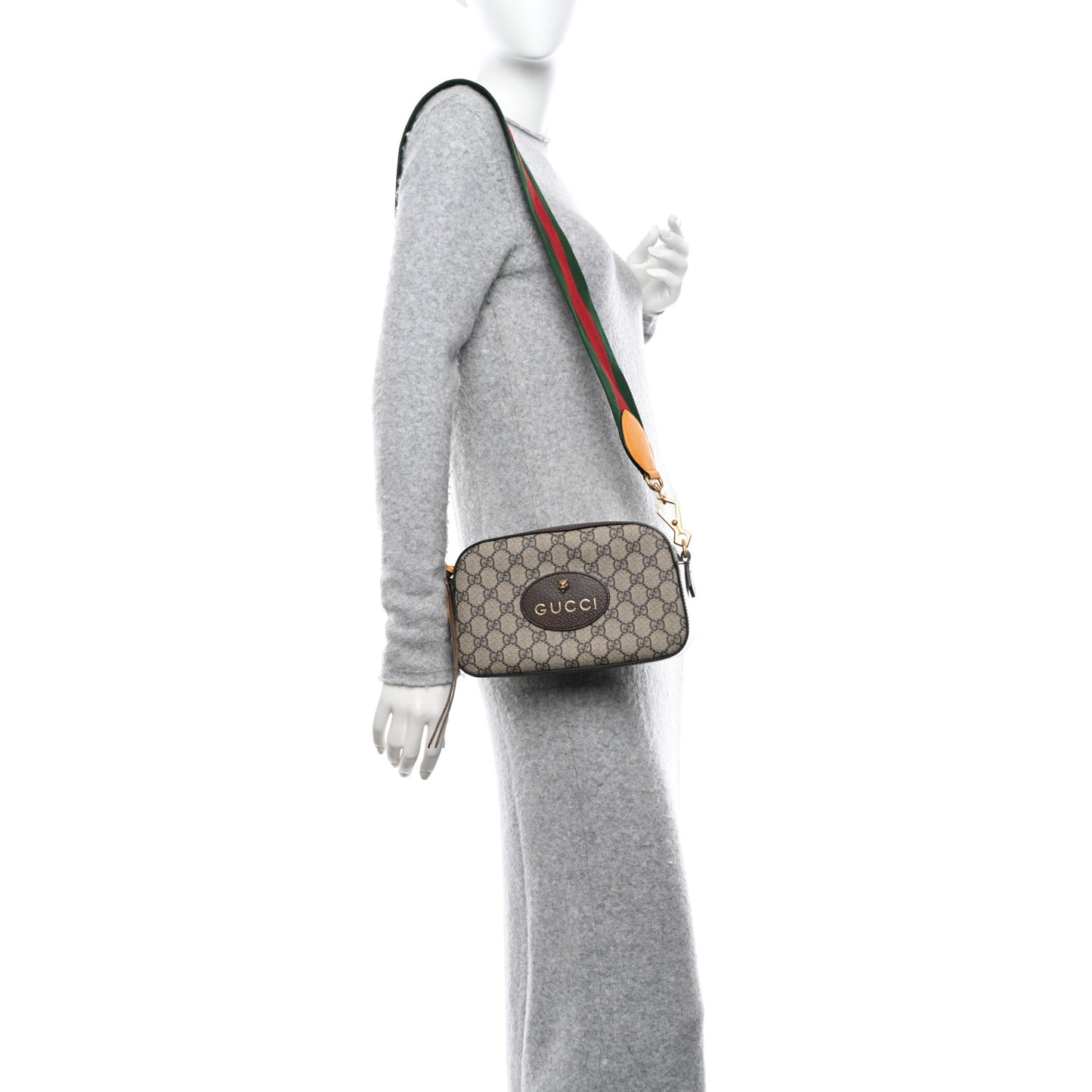 GG Supreme Monogram Web Neo Vintage Shoulder Bag Beige New Acero Crop
