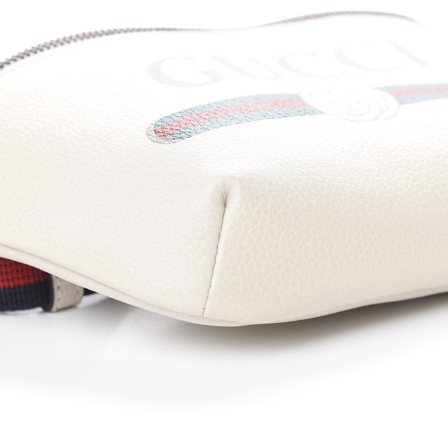 Grained Calfskin Small Logo Belt Bag White