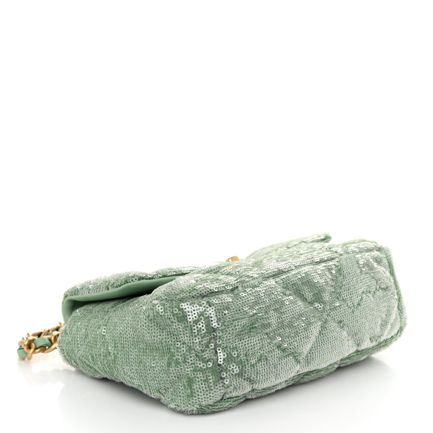 Chanel Sequin Quilted Medium Chanel 19 Flap Light Green 4 of 11