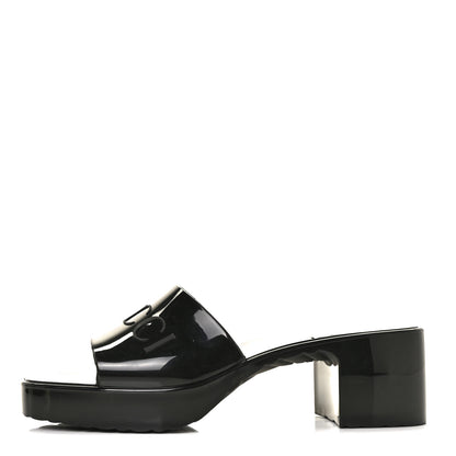 Gucci Rubber Gucci Logo Womens Platform 20/60mm Slide Sandals 37 Black 1 of 8