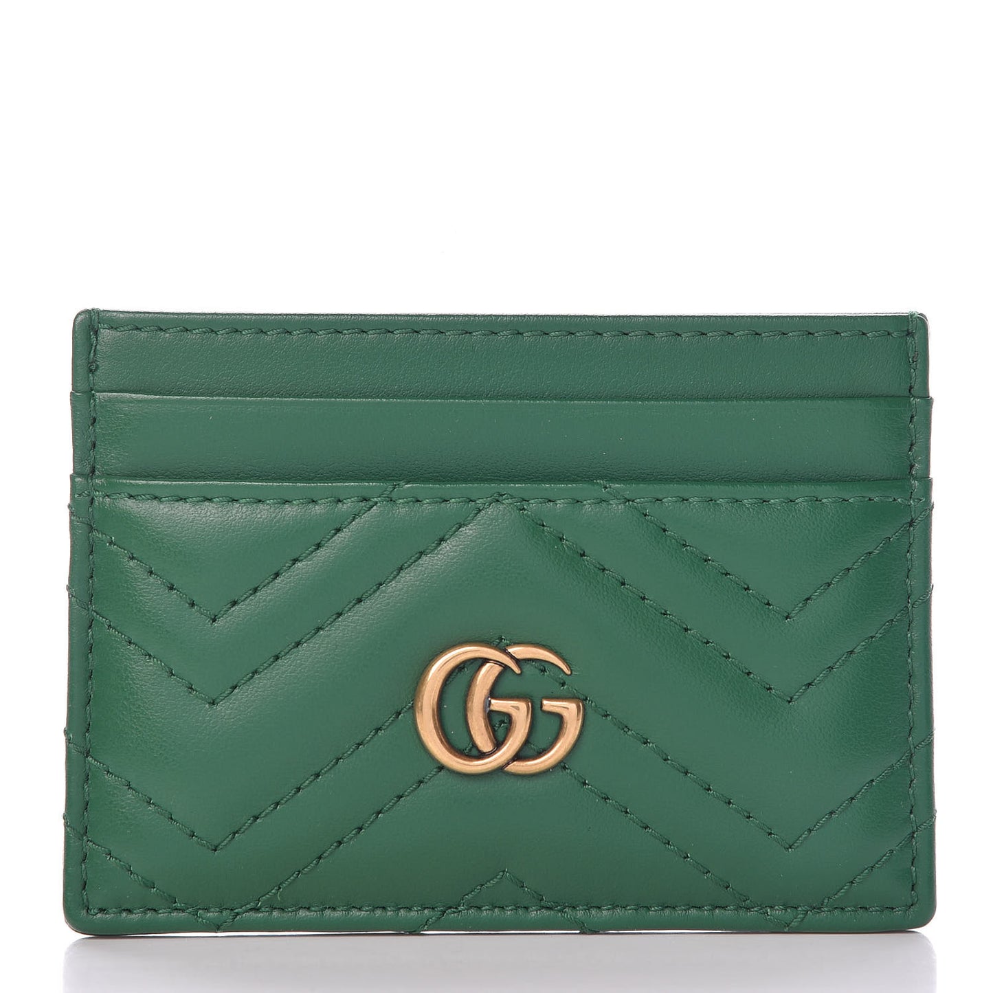 Calfskin Matelasse GG Marmont Card Holder Emerald Green