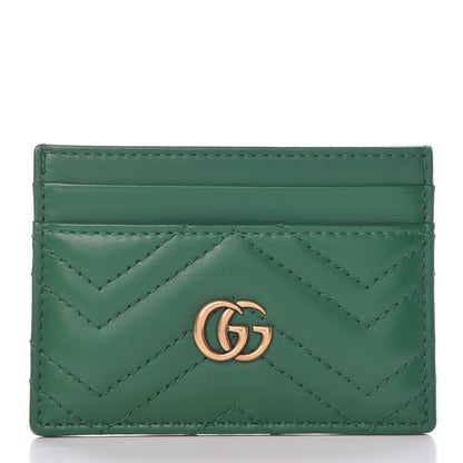 Gucci Calfskin Matelasse GG Marmont Card Holder Emerald Green 1 of 7