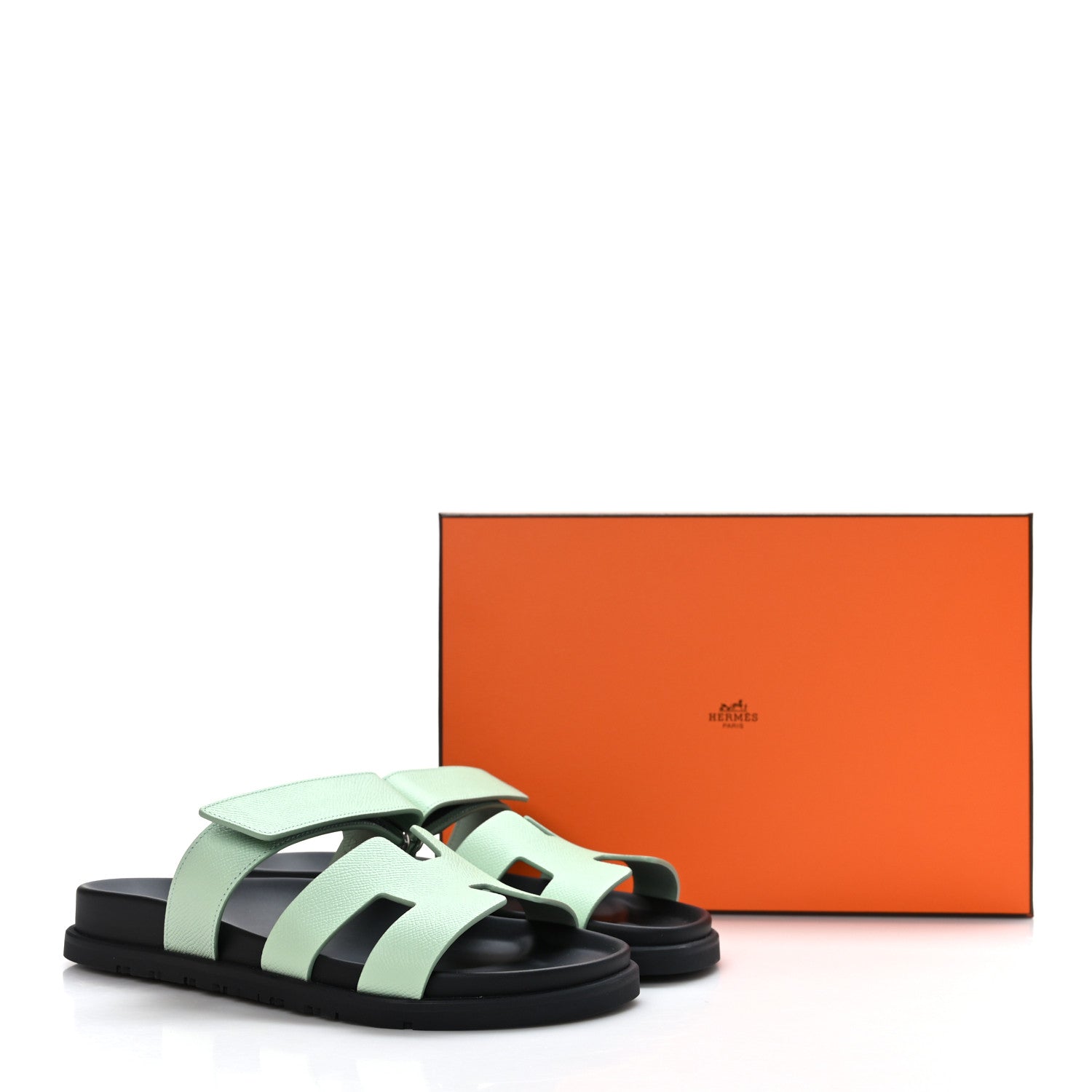 Hermes Epsom Womens Chypre Sandals 39.5 Vert Jade 9 of 9