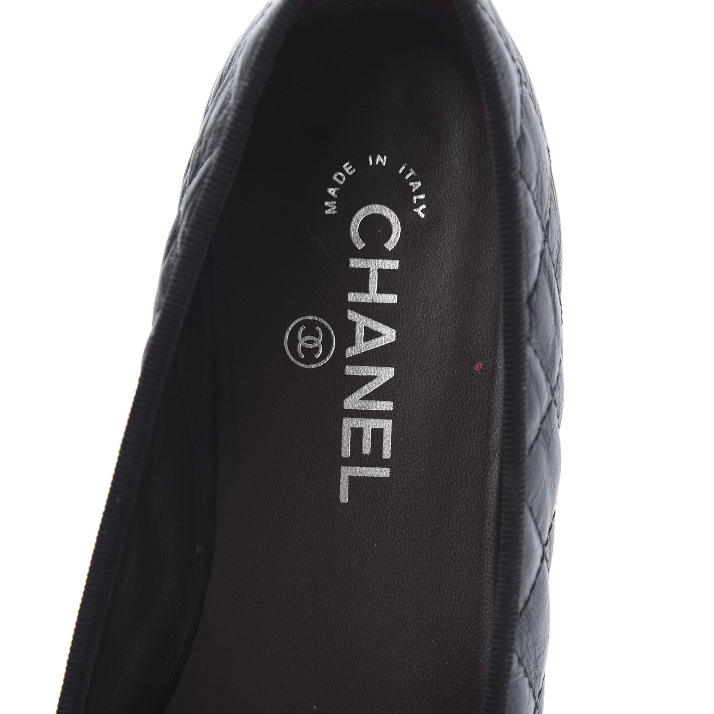 Aged Calfskin Quilted CC Cap Toe Ballerina Flats 40 Black