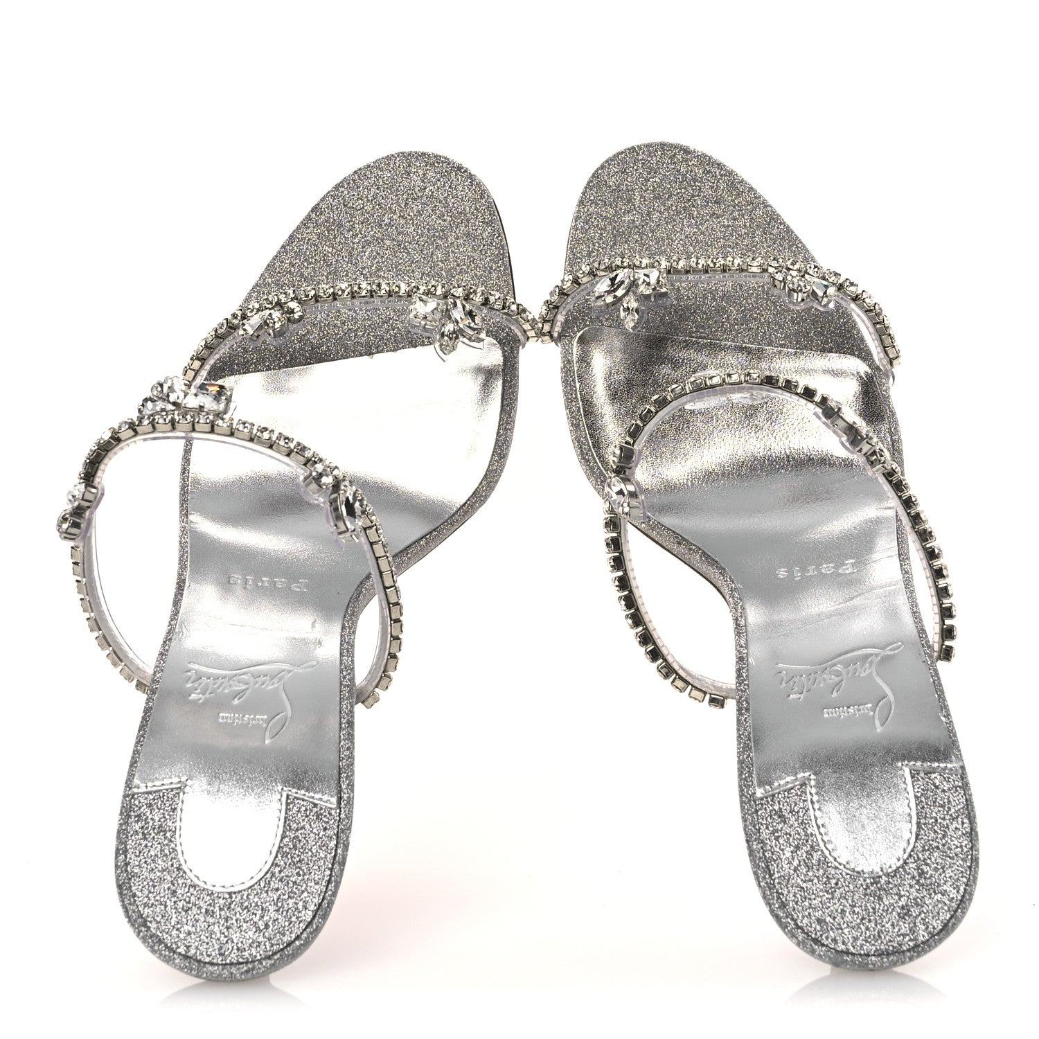 Christian Louboutin PVC Crystal Just Queen 100 Sandals 40 Silver 2 of 11