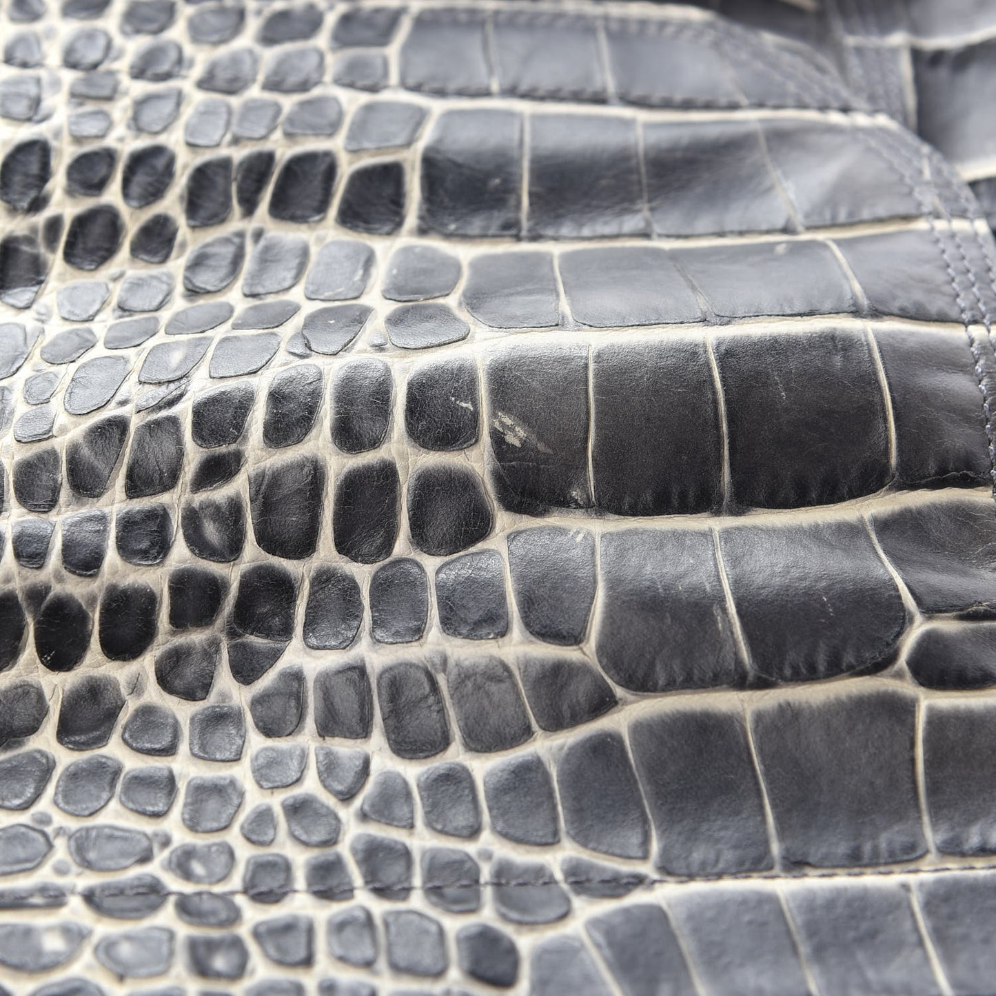 Calfskin Crocodile Embossed Large Pashli Satchel Antique Grey
