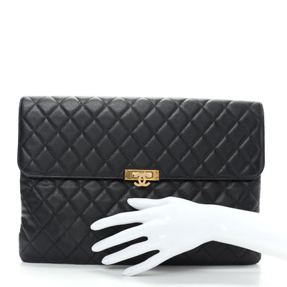 Chanel Caviar Quilted Large Golden Class Pouch Black 2 of 8