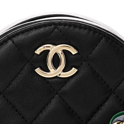 Chanel Shiny Lambskin Ribbon Quilted Round Clutch With Chain Black 8 of 11