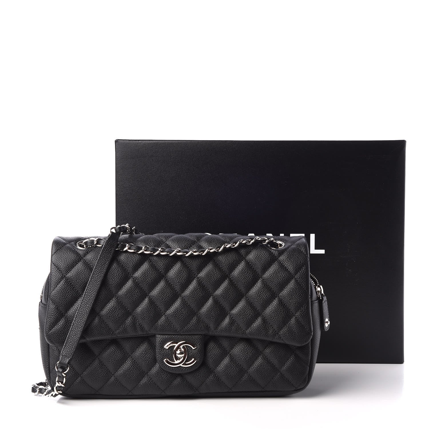 Chanel Caviar Quilted Jumbo Easy Flap Black 8 of 8
