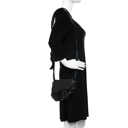 Christian Dior X SACAI Grained Calfskin Technical Fabric Mens Saddle Bag Black 2 of 10