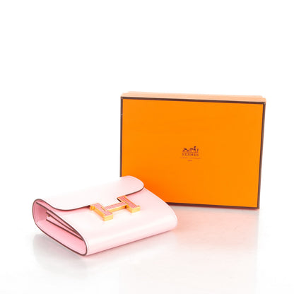 Hermes Tadelakt Lizard Constance Short Wallet Rose Sakura Bougainvillea 4 of 7