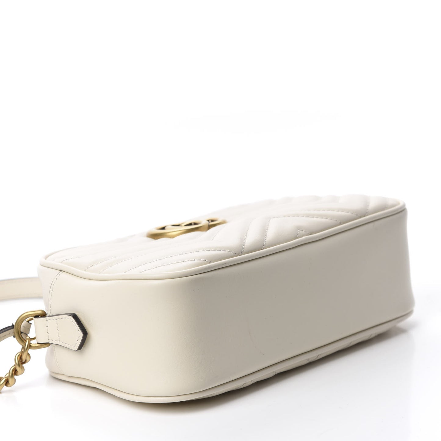 Calfskin Matelasse Small GG Marmont Chain Shoulder Bag White