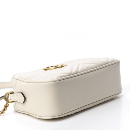 Gucci Calfskin Matelasse Small GG Marmont Chain Shoulder Bag White 4 of 10