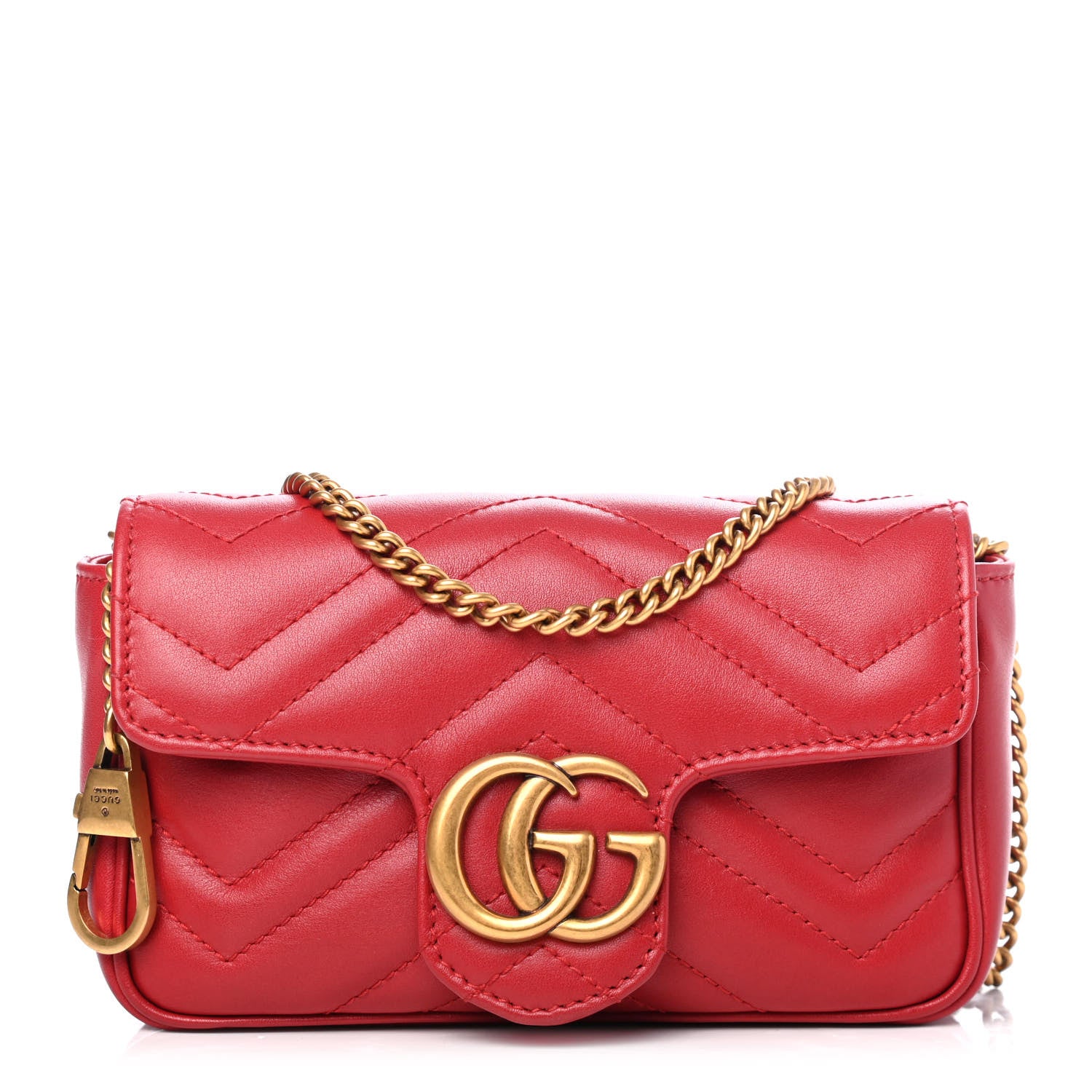 Gucci Calfskin Matelasse Super Mini GG Marmont Shoulder Bag Hibiscus Red 1 of 4