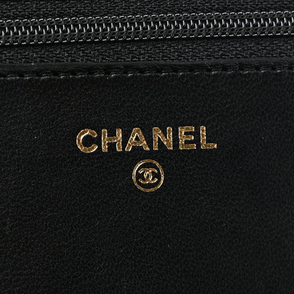 Chanel Lambskin Quilted CC Pearl Crush Wallet on Chain WOC Black 6 of 11