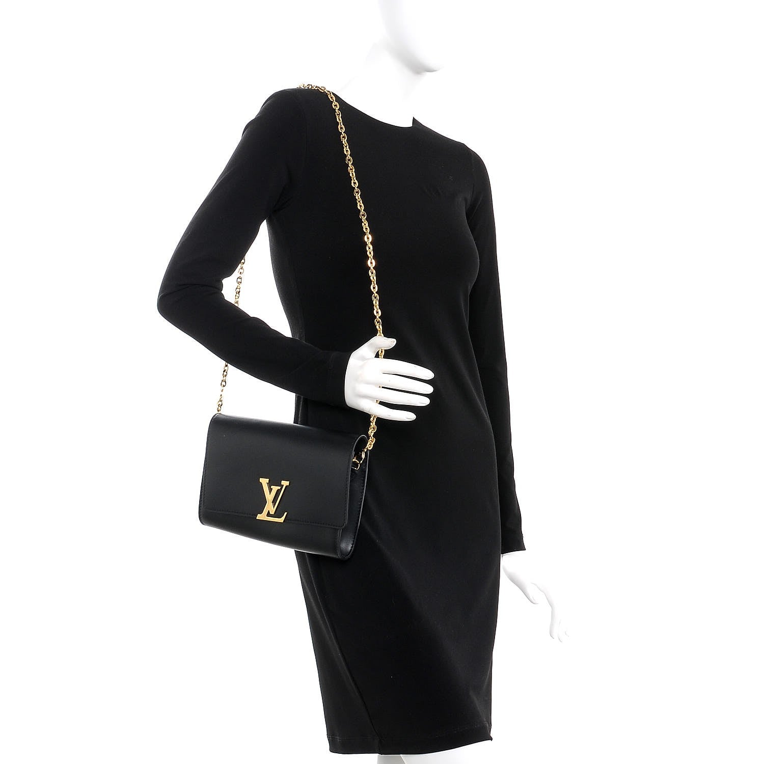 Louis Vuitton Calfskin Chain Louise GM Black 2 of 6