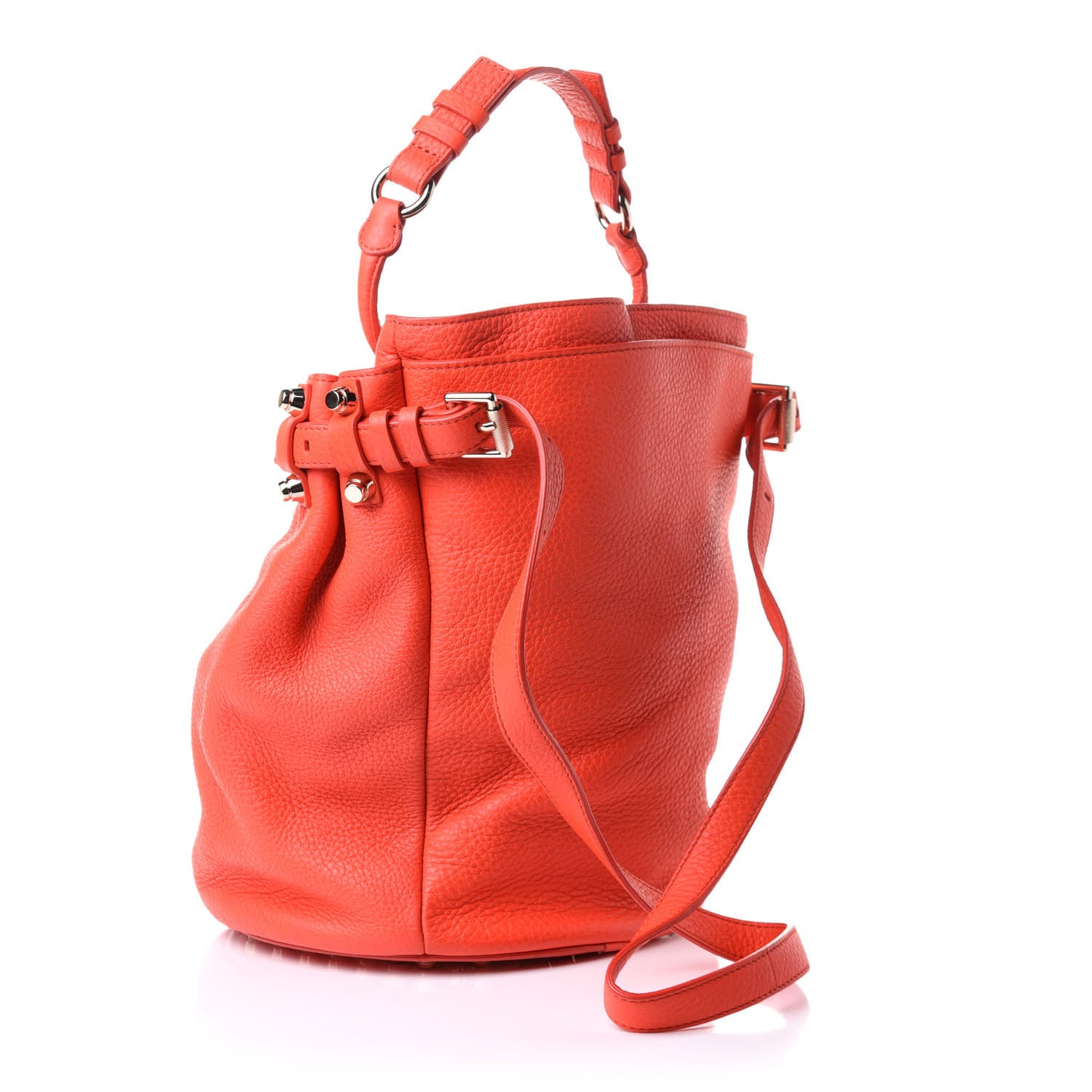 Pebbled Lambskin Small Diego Bucket Red Gold Hardware