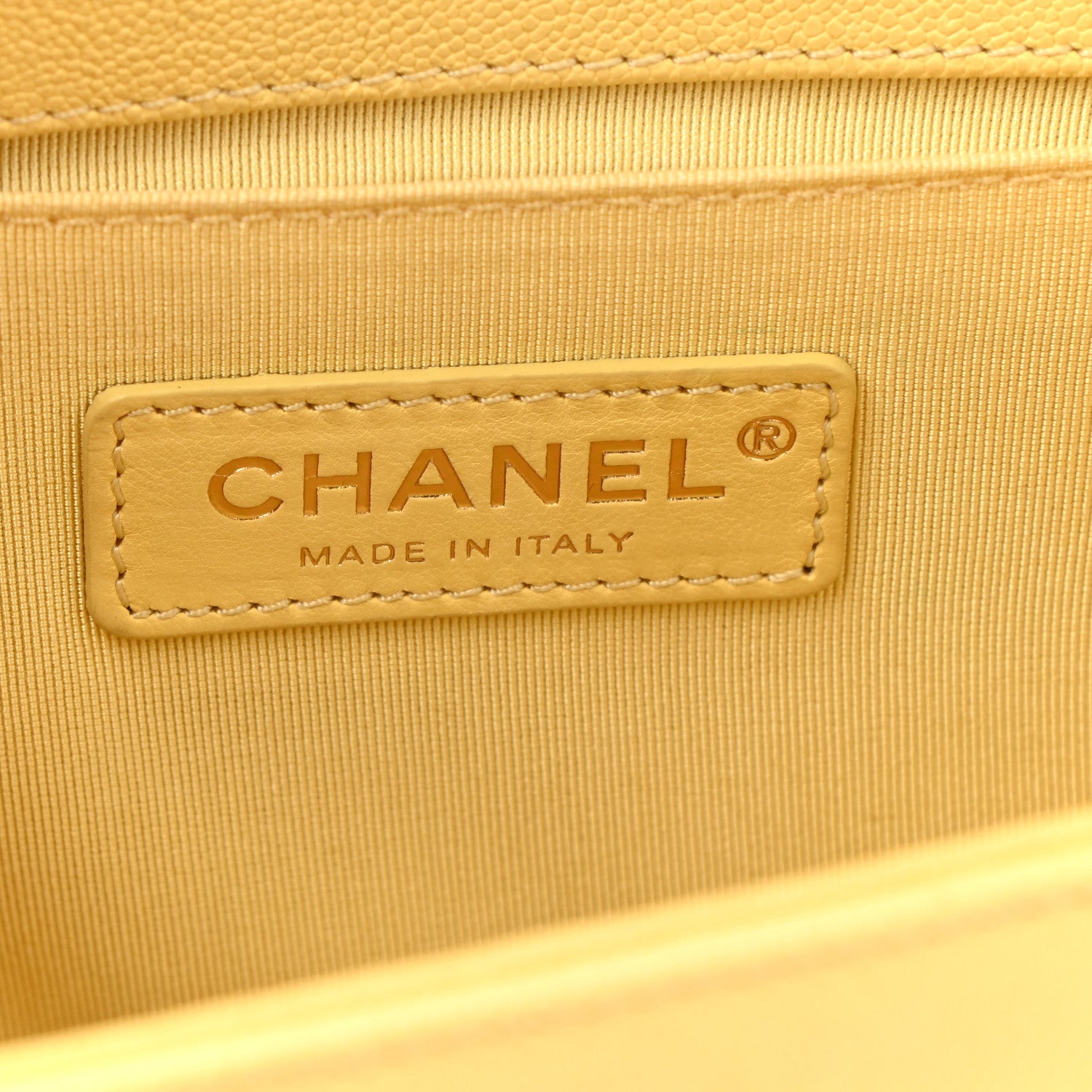Chanel Caviar Chevron Quilted Medium Boy Flap Yellow 5 of 9
