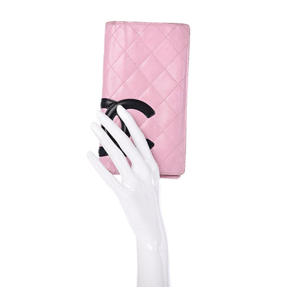 Chanel Calfskin Quilted Cambon Yen Wallet Pink 2 of 16