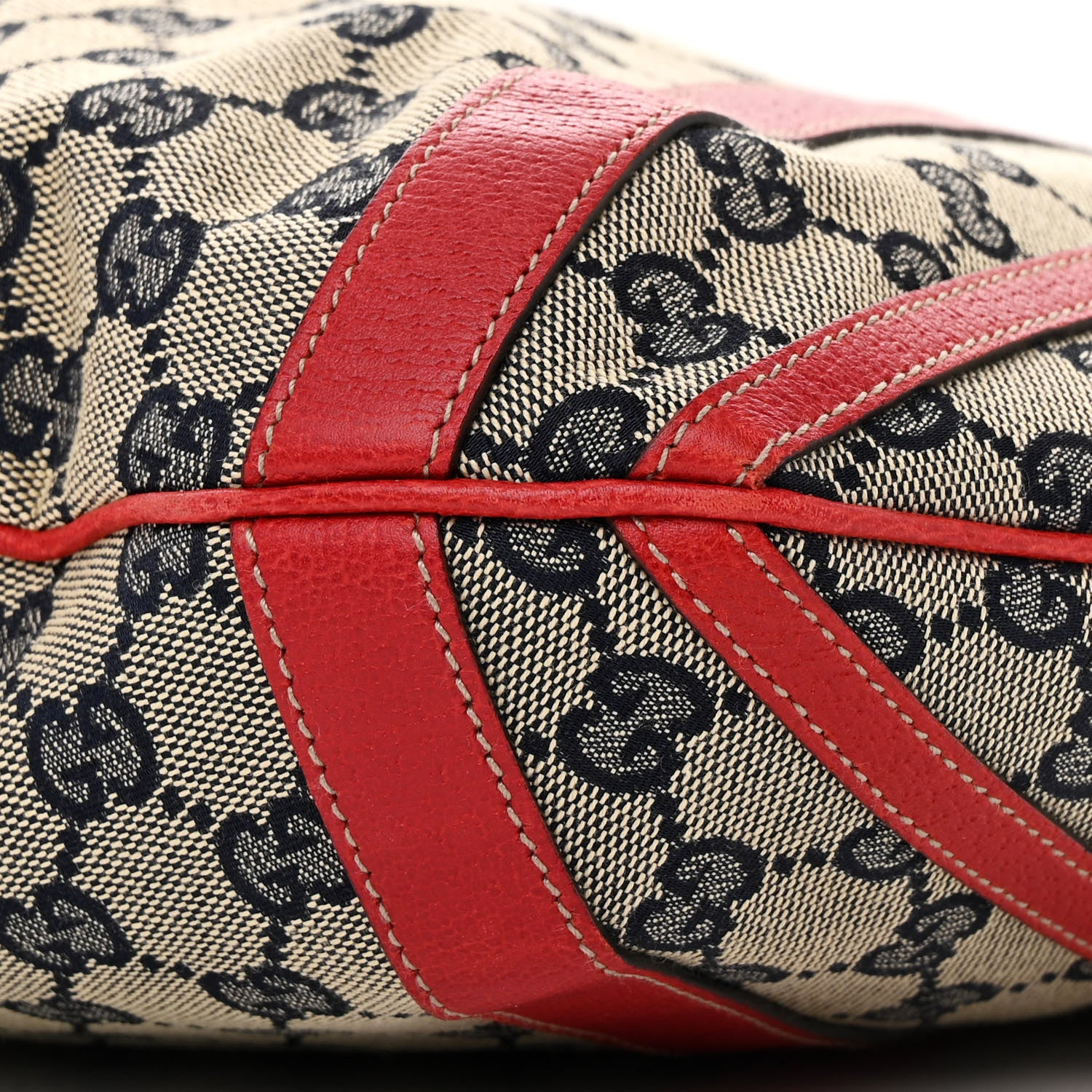 Gucci Monogram Medium Abbey Convertible Tote Navy Red 10 of 11
