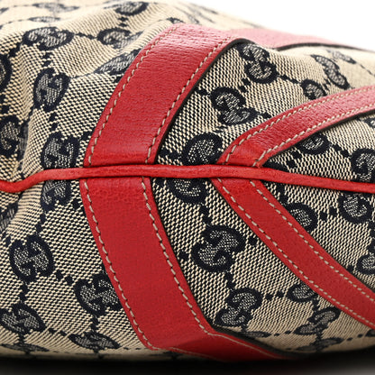 Gucci Monogram Medium Abbey Convertible Tote Navy Red 10 of 11