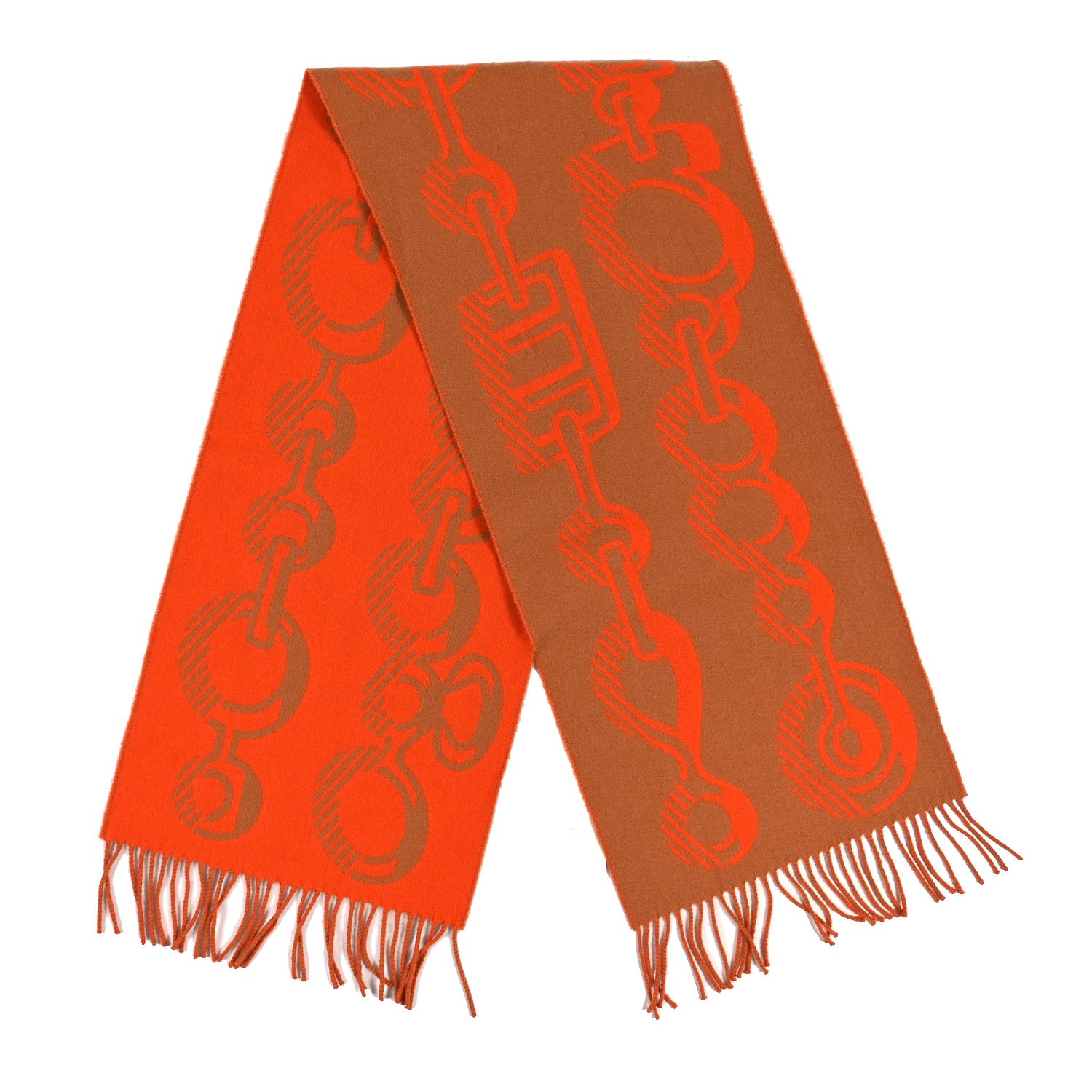 Hermes Cashmere Casaque Do Re Boucles Muffler Camel Orange 2 of 3