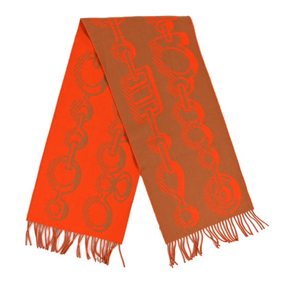 Hermes Cashmere Casaque Do Re Boucles Muffler Camel Orange 2 of 3