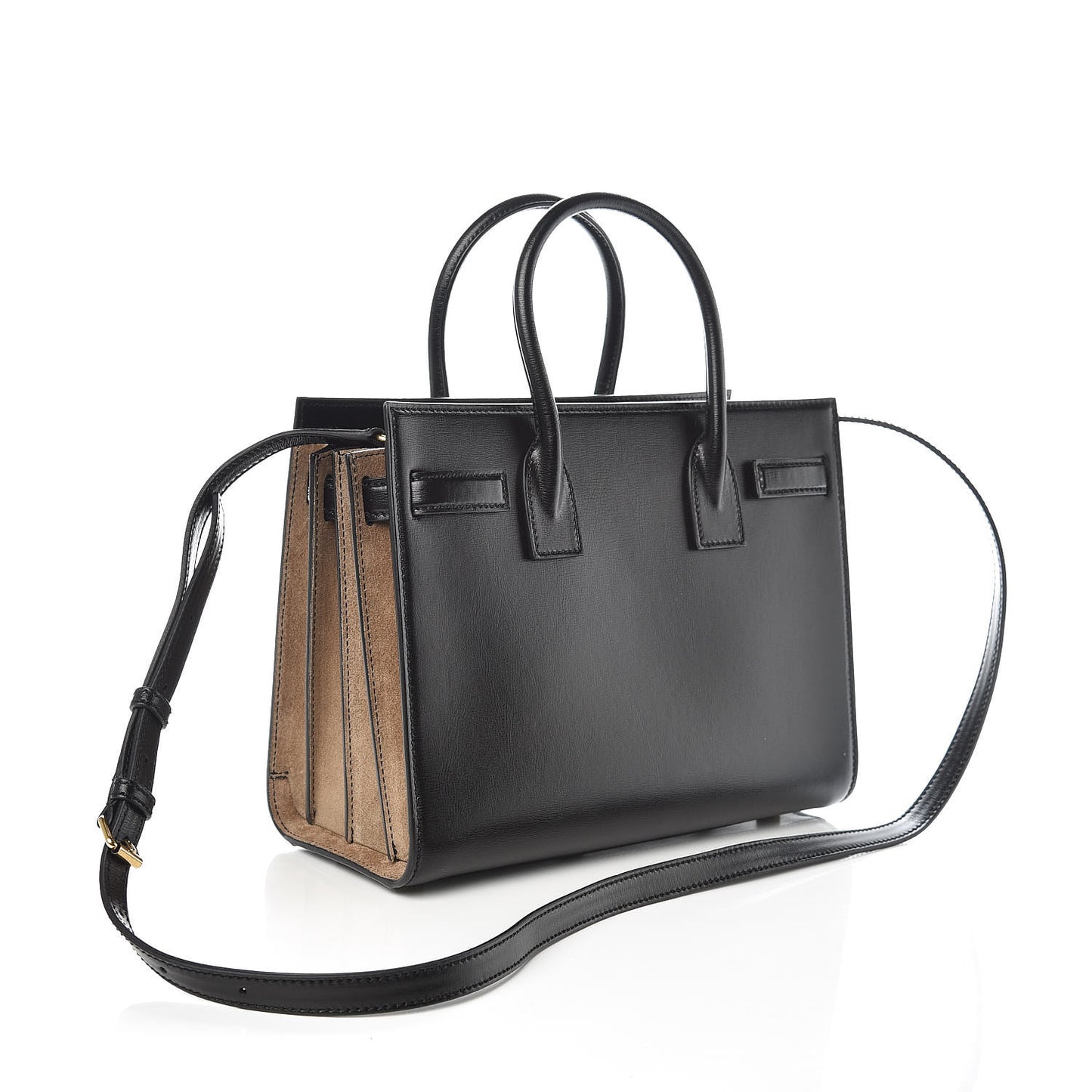 Calfskin Suede Baby Sac De Jour Black Beige