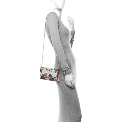 Dolce & Gabbana Dauphine Floral Print Wallet On Chain Blue Multicolor 2 of 9