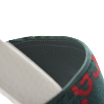 Gucci Velvet GG Monogram Slide Sandals 41 Green Red 8 of 9