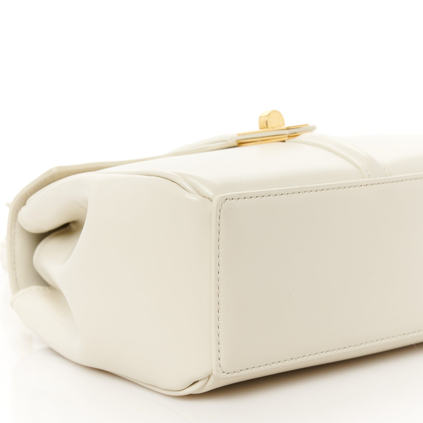 Satinated Calfskin Mini 16 Top Handle Bag White Cotton