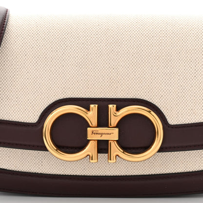 Salvatore Ferragamo Calfskin Canvas Small Trapezio Crossbody Burgundy 7 of 11