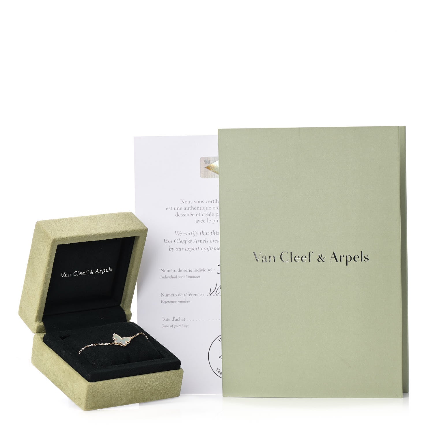 Van Cleef & Arpels 18K Yellow Gold Mother of Pearl Sweet Alhambra Butterfly Bracelet 7 of 7