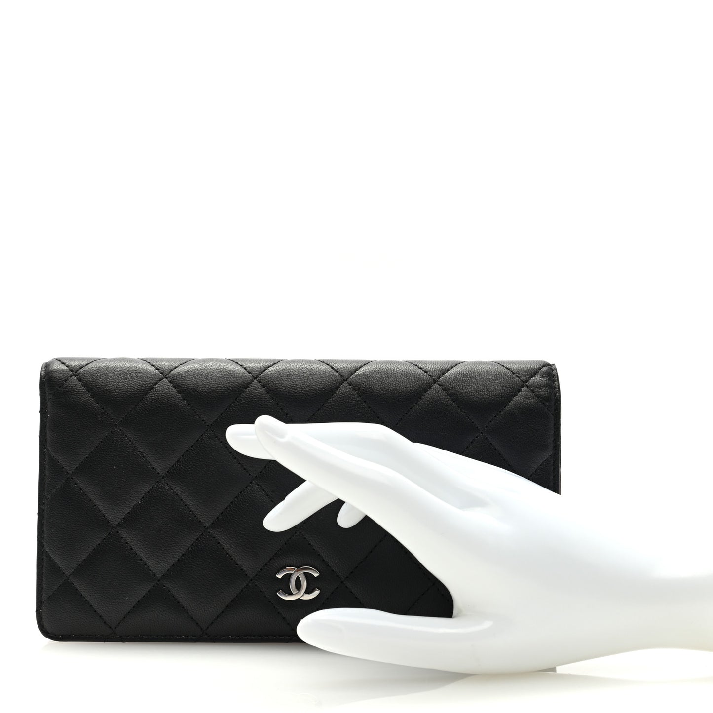 Lambskin Quilted Yen Wallet Black
