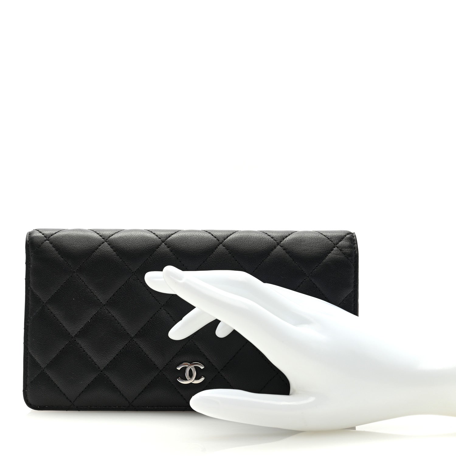 Chanel Lambskin Quilted Yen Wallet Black 2 of 7