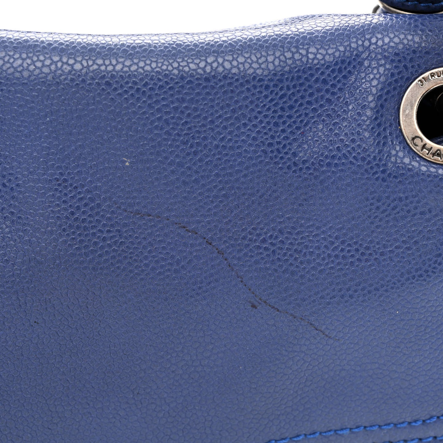 Glazed Caviar Coco Rider Flap Hobo Navy Blue
