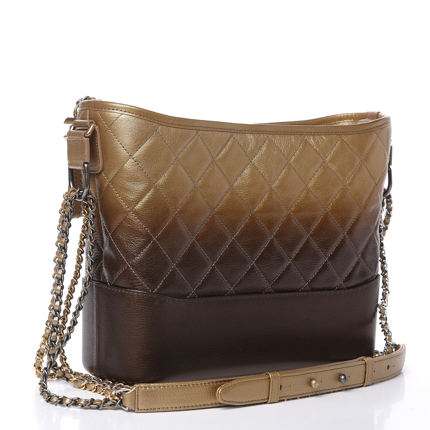 Metallic Goatskin Quilted Medium Gabrielle Hobo Dark Gold Bronze