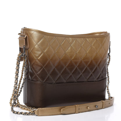 Chanel Metallic Goatskin Quilted Medium Gabrielle Hobo Dark Gold Bronze 4 of 11