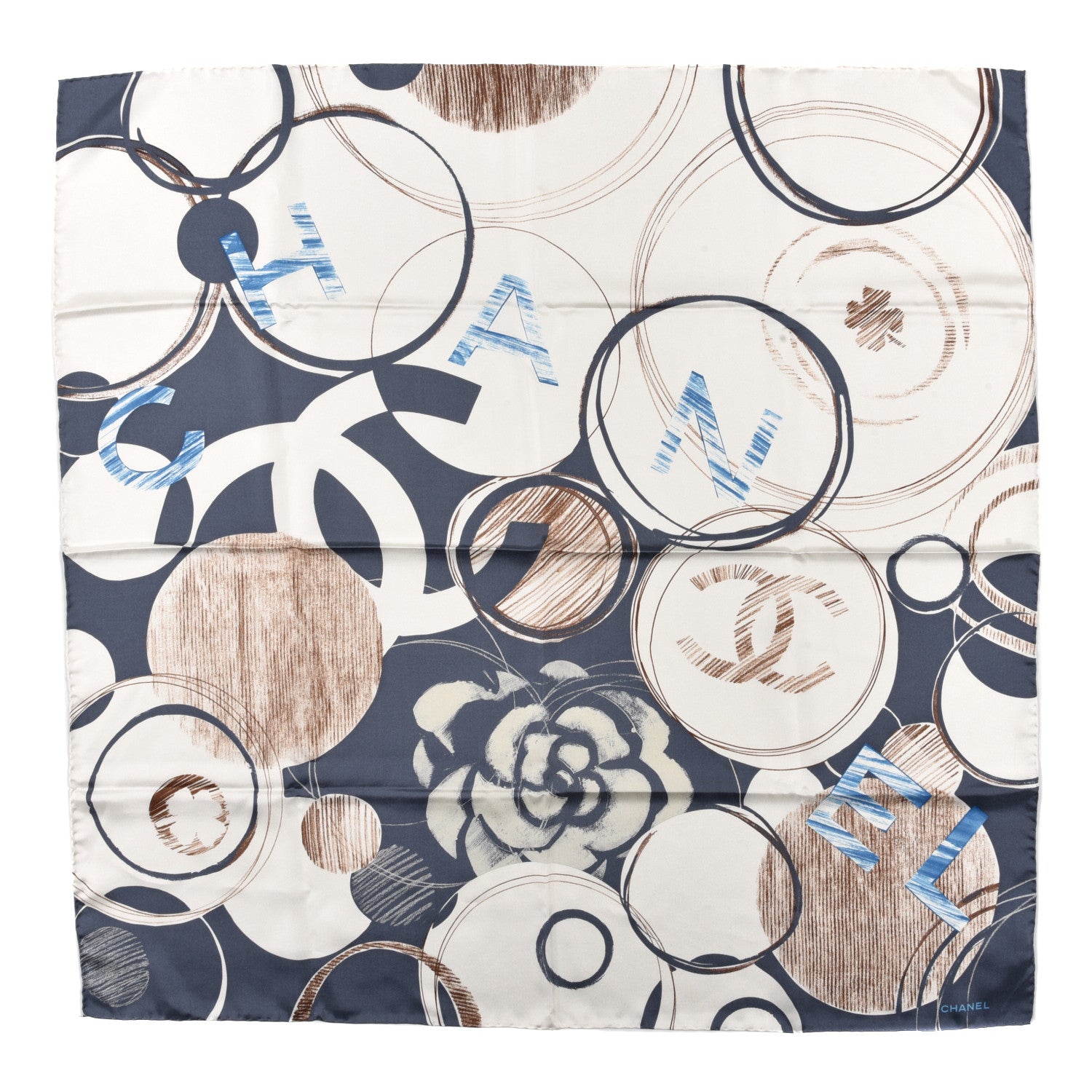 Chanel Silk CC Square Scarf Navy Multicolor 1 of 3