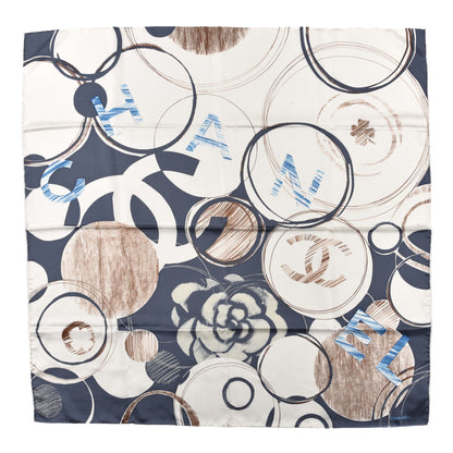 Chanel Silk CC Square Scarf Navy Multicolor 1 of 3
