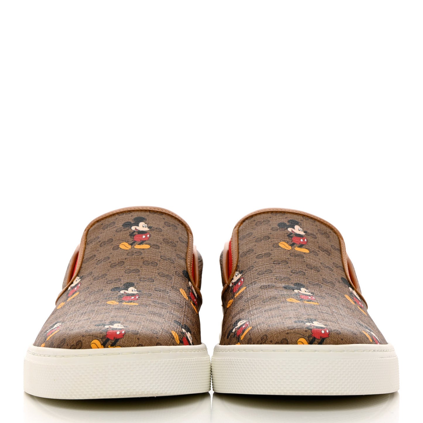 X DISNEY Mini Vintage GG Supreme Monogram Mickey Mouse Mens Slip-On Sneakers 9.5 Beige Vintage Sun Oil