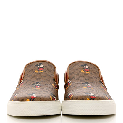 Gucci X DISNEY Mini Vintage GG Supreme Monogram Mickey Mouse Mens Slip-On Sneakers 9.5 Beige Vintage Sun Oil 2 of 9