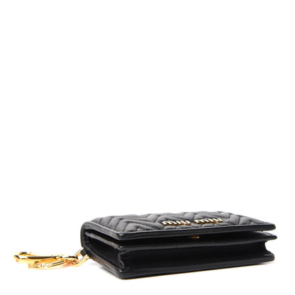 Miu Miu Nappa Impunture Flap Card Holder Key Ring Black 4 of 7