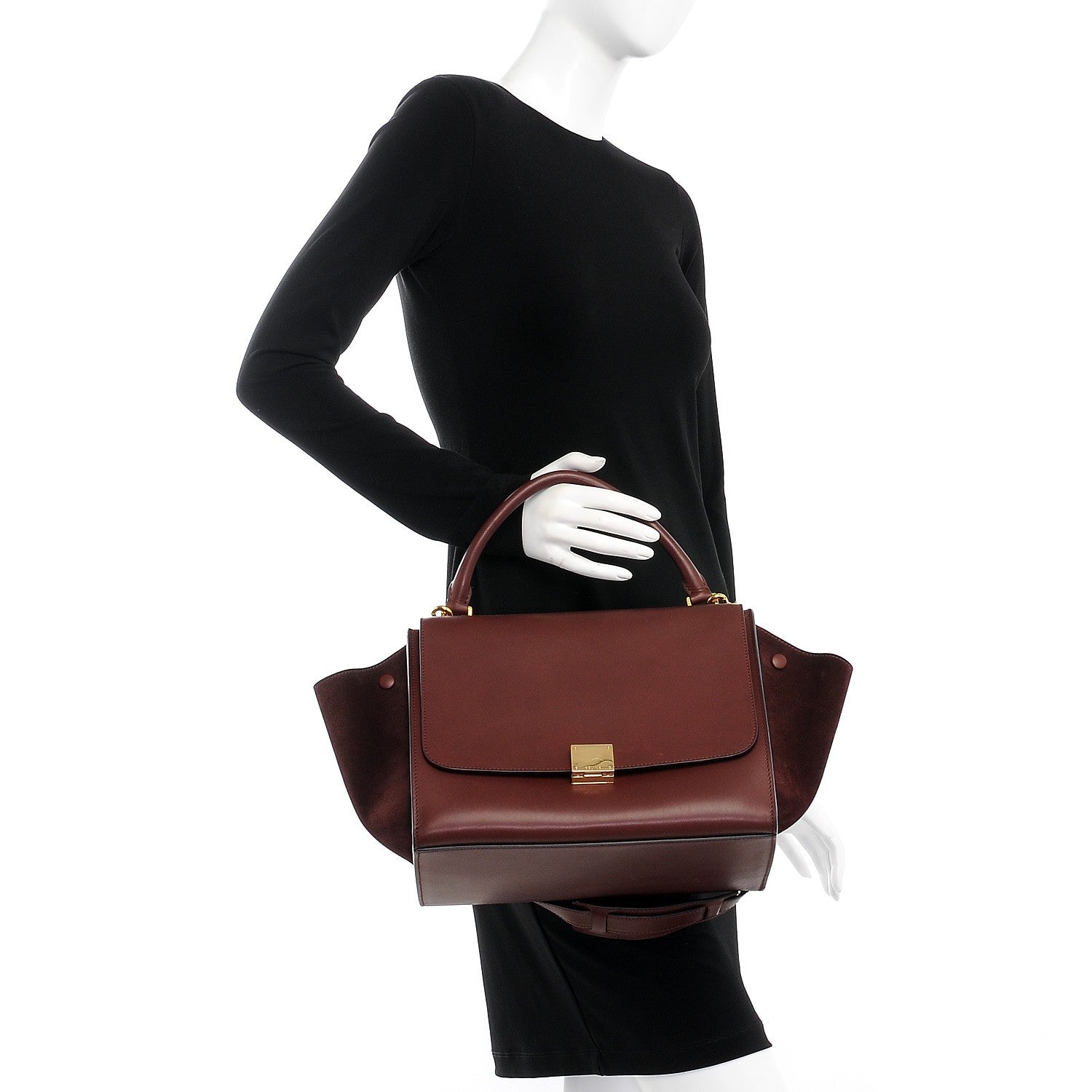 Celine Smooth Calfskin Suede Medium Trapeze Burgundy 3 of 12